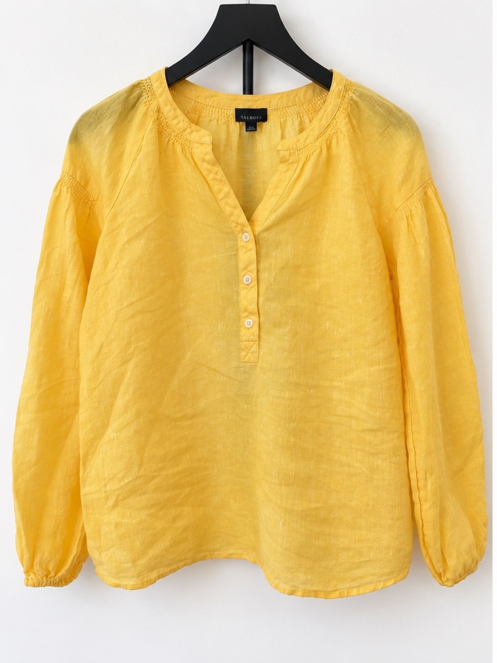 Like New Talbots Yellow Linen Henley Tunic Top
